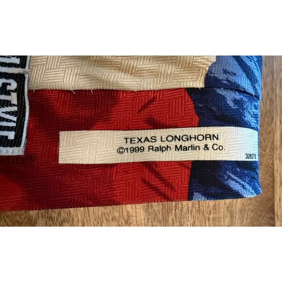 Silk Tie Ralph Marlin Co Texas Longhorn Western RM Style Signed Linda Luna Vtg - Picture 5 of 8